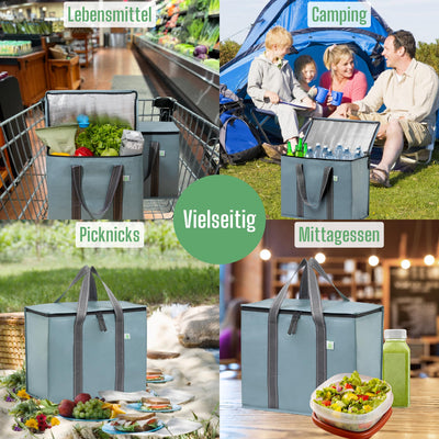 2 Stück Einkaufstasche Wiederverwendbare faltbare Kühltasche Einkaufskorb