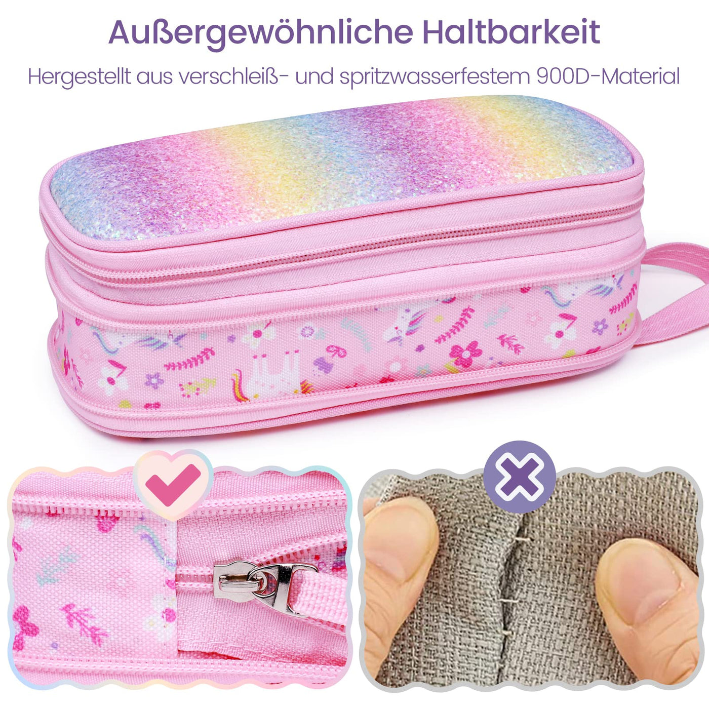 Federmäppchen - Großes Fassungsvermögen Federmäppchen mit Reißverschluss, Schreibwaren Tasche Bleistift Tasche Bleistiftetui für Kinder