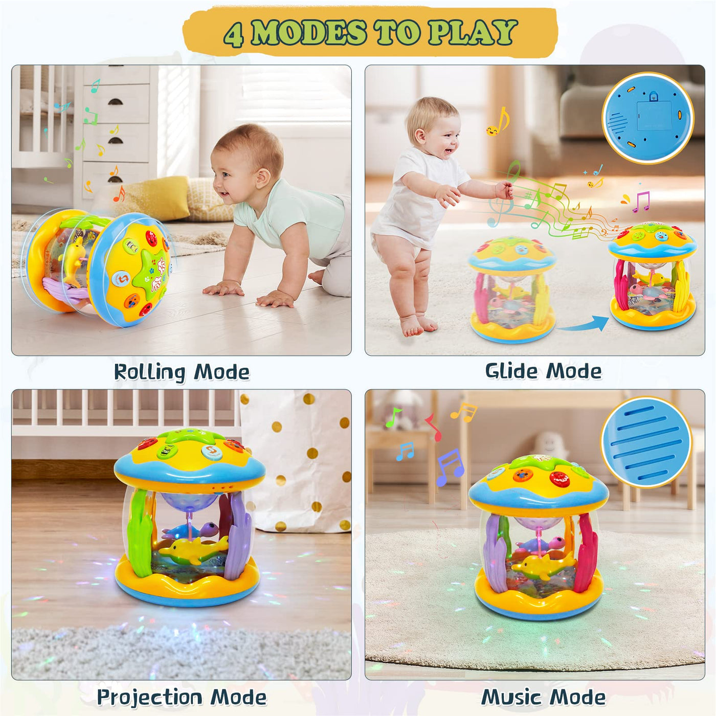 Rotating projector children's toy with light & music, children