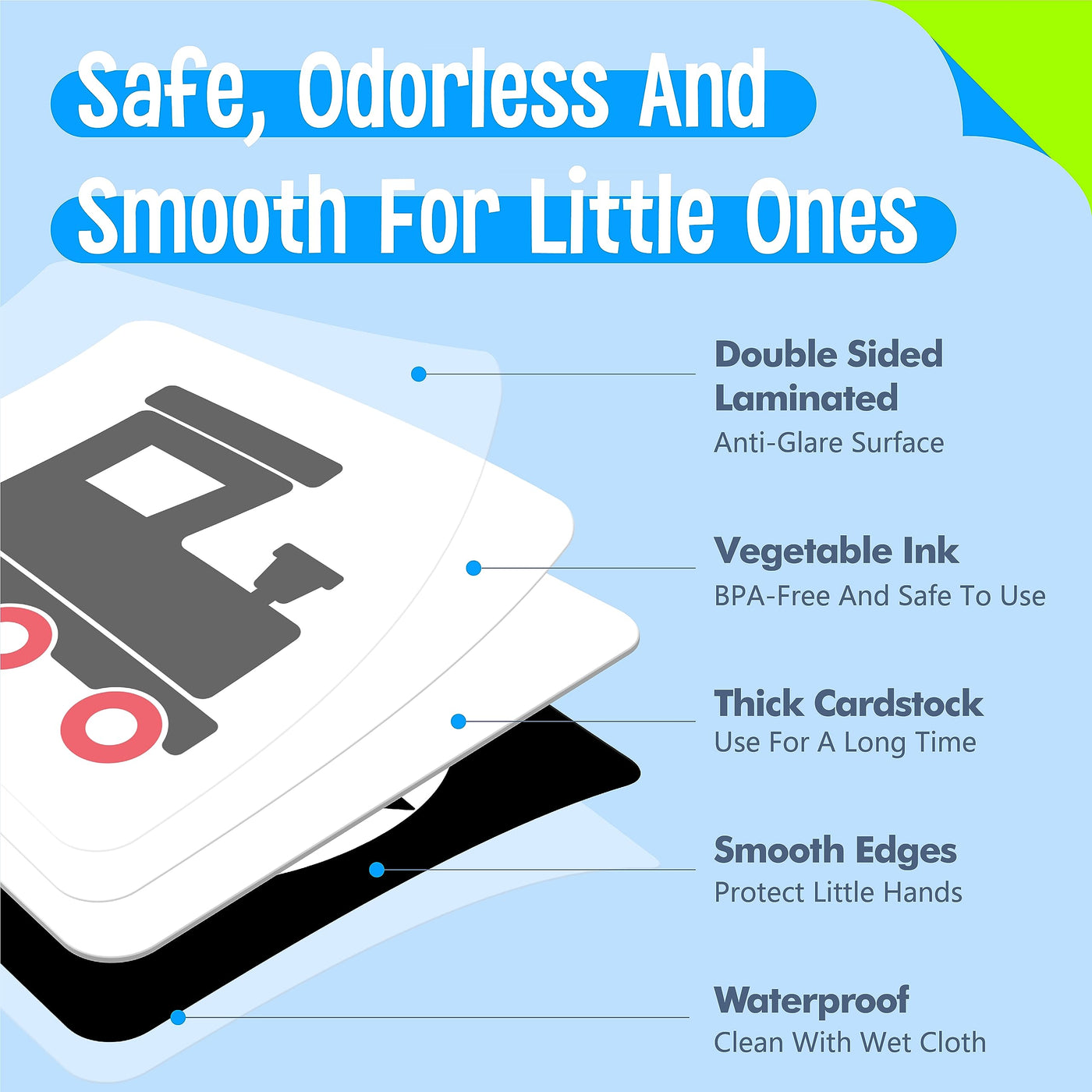 100 pages Sunte Carte Flash de Stimulation Visuelle pour Bébé, 50 Pièces Cartes Flash pour Bébé à Contraste Élevé Jouet Sensoriel