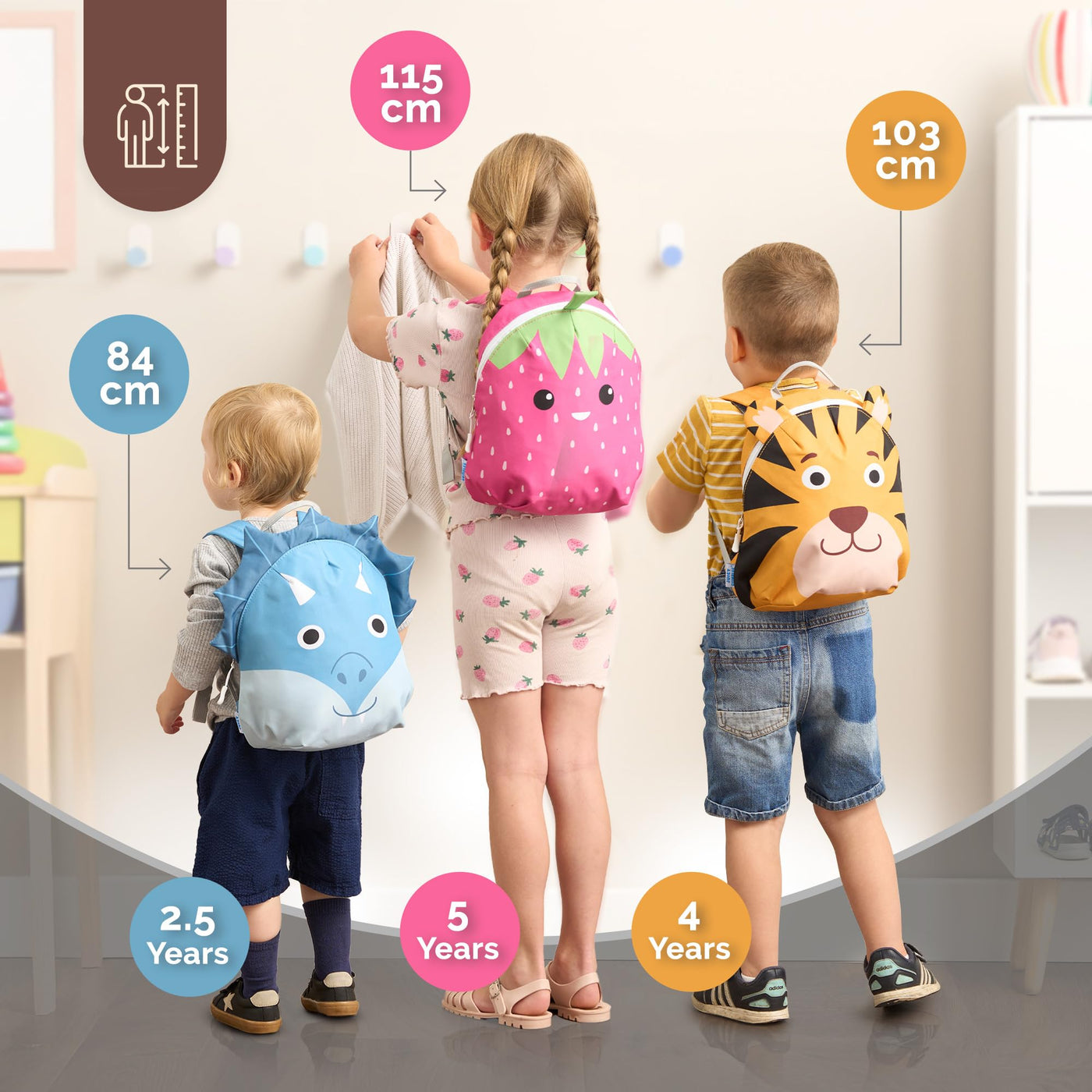 Kinderrucksack mit Brustgurt Kindergartenrucksack