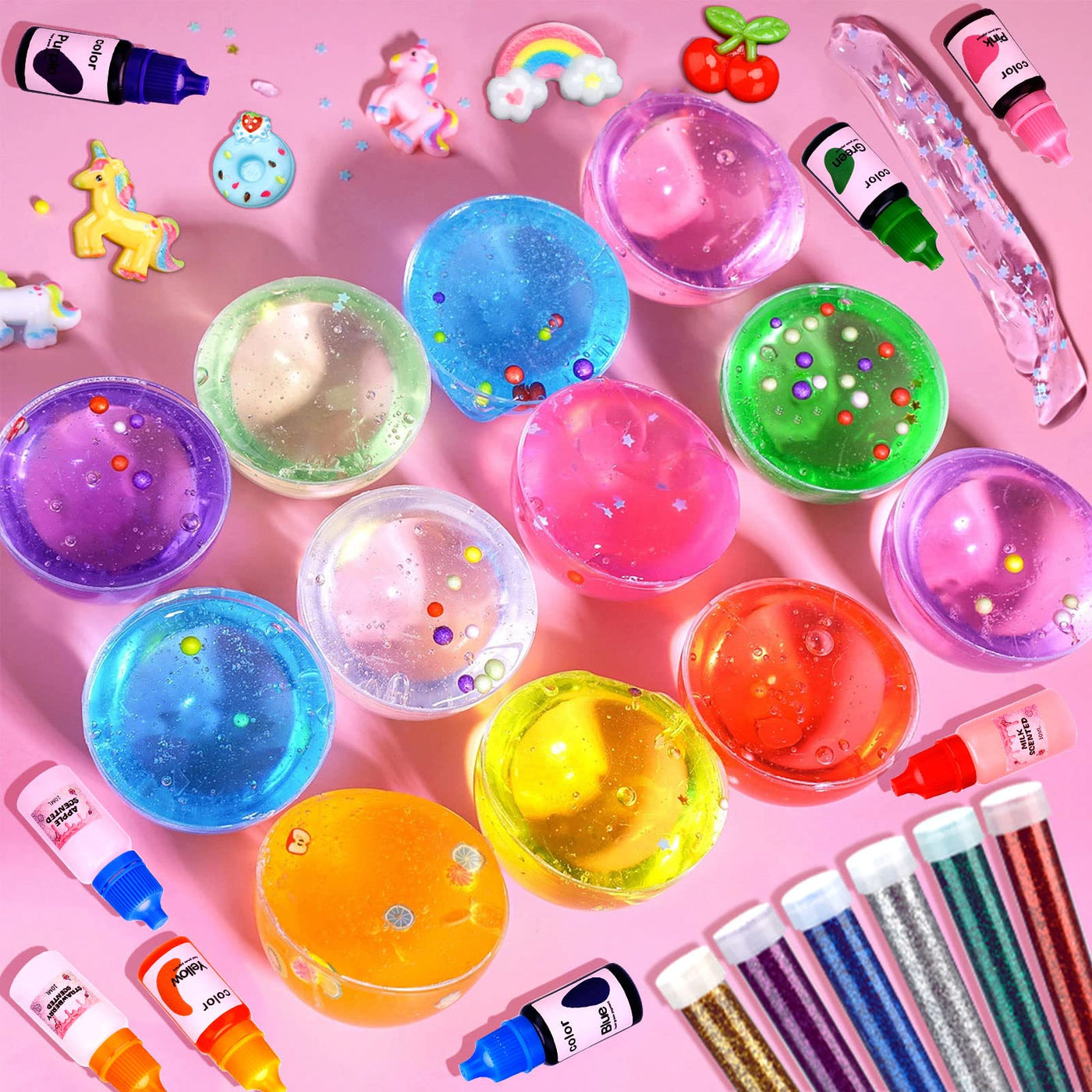 DIY slime set, slime kit for crystal slime, glitter slime, unicorn slime, for children, fluffy slime, DIY set