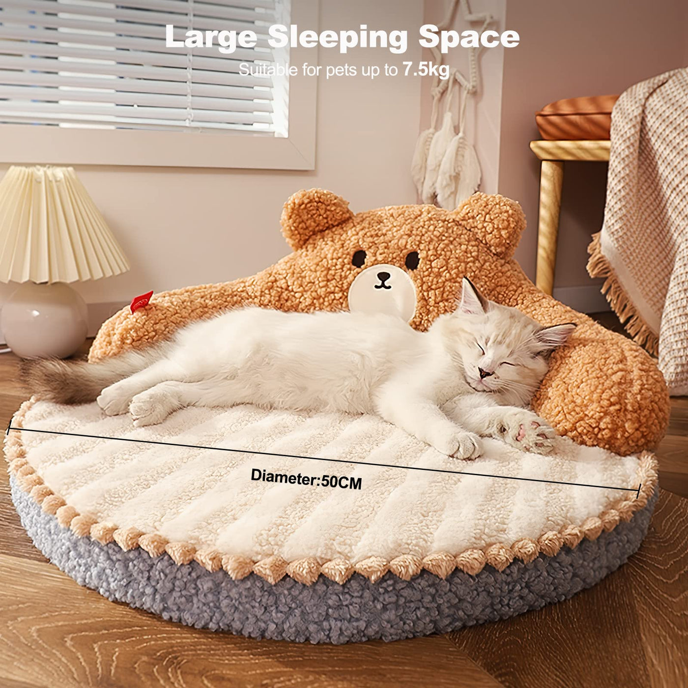 Lit Rond pour Animaux de Compagnie pour Chats et Chiots, Lit Chaud et Confortable pour Animaux de Compagnie, Lit pour Chat Amovible et Lavable, Canapé pour Chat pour Chat d'Intérieur et d'Extérieur