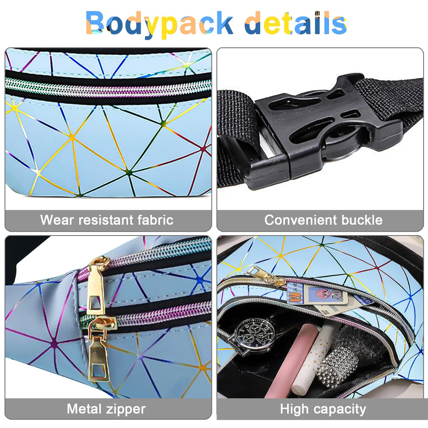 Sac ceinture Kids Waterproof PU Leather Colorful Fanny Pack for Teenagers with Adjustable Strap, Multiple Zipper Pockets