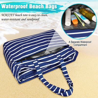 Grand sac de plage imperméable avec fermeture éclair