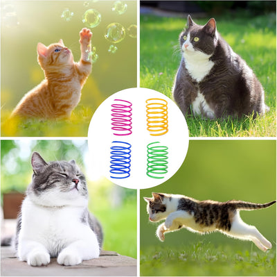 Jouet pour chat 60 pièces, plumes spirales créatives en plastique coloré