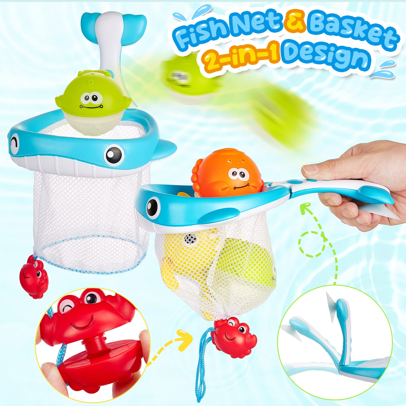 Jouet de baignoire avec sac de rangement, jouet de bain jouet de baignoire jouet d'eau enfants avec douche, jeu de pêche de dinosaure sans moule à remonter