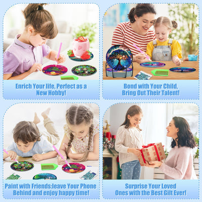 8 PCS Diamond Painting Coasters with Holder