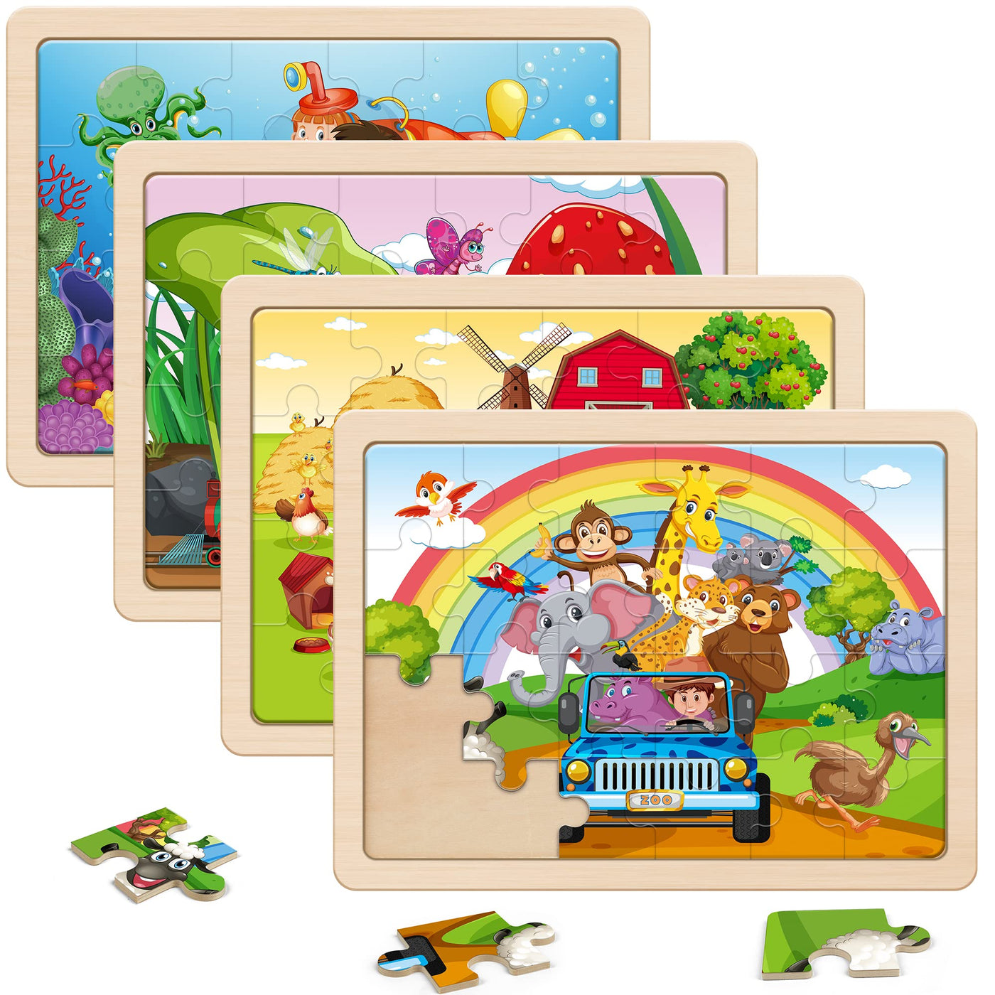 Children's animal wooden puzzle, preschool Educational toy