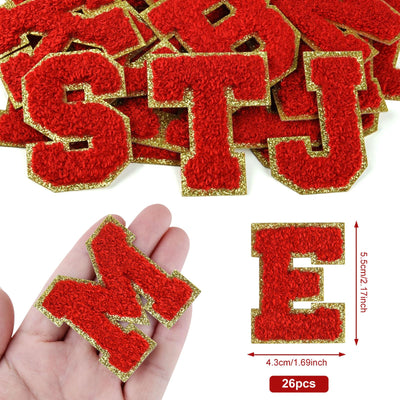 Patchs autocollants en chenille à lettres, à repasser sur vêtements, tissus, chaussures, sacs