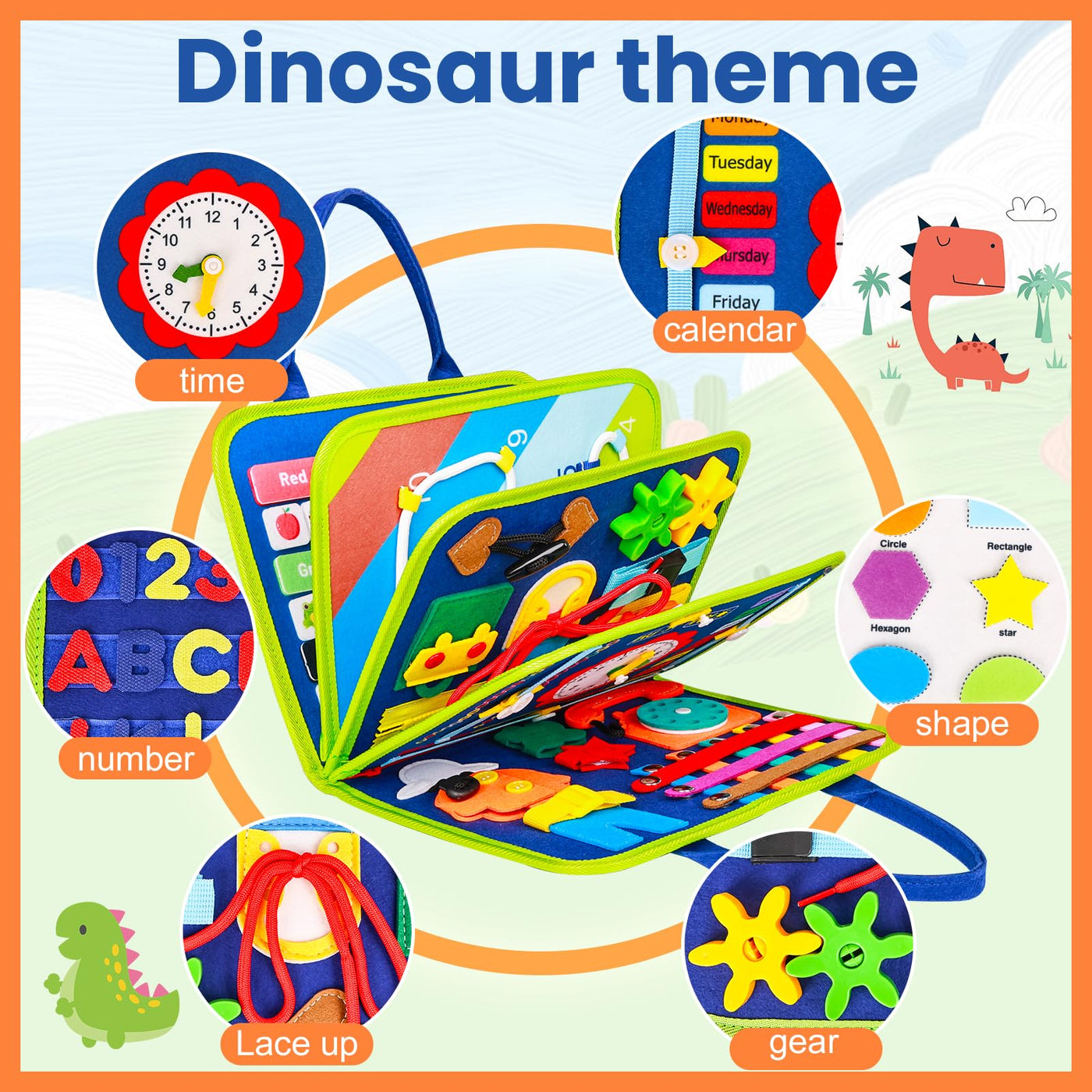 Tableau d'activités - Livre d'activités en feutre avec 26 jeux d'apprentissage interactifs, favorise la motricité fine, jouet de motricité pour les voyages et à la maison.