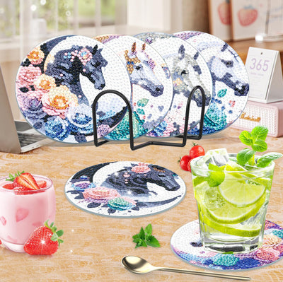 8 PCS Diamond Painting Coasters with Holder
