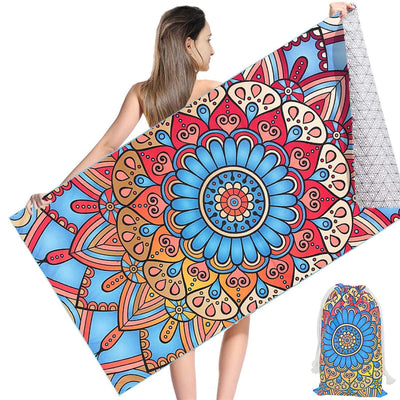 Serviette de plage en microfibre avec sac