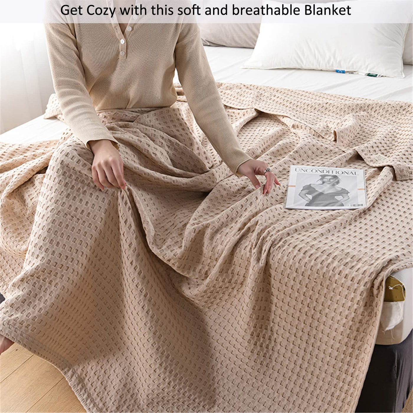 Bedspread cotton waffle pique cuddly blanket