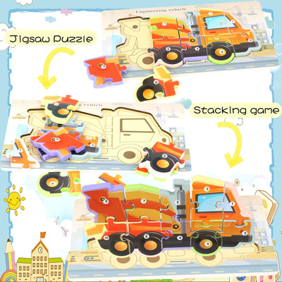 Puzzle, Holzpuzzle Kinder, Tier/Dinosaurier/Auto-Puzzle