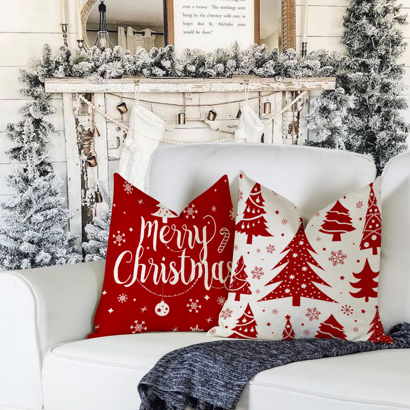 Housse de coussin set de 4 housses de coussin housse de coussin de Noël housse de coussin décorative housse de coussin en lin pour décoration canapé de Noël