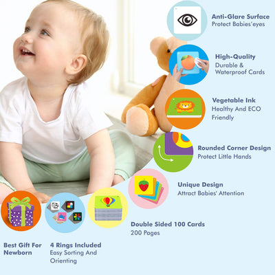 Cartes flash colorées ; pour la stimulation visuelle en 3D des bébés et des enfants en bas âge