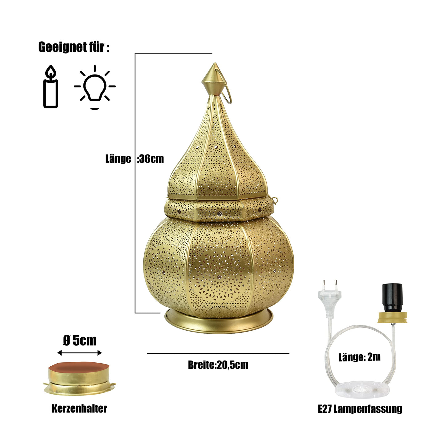 Oriental lamp for candles, lamp holders and LED fairy lights Moroccan lantern