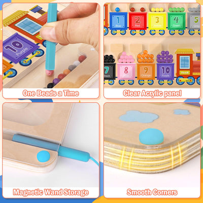 Magnetic game labyrinth gift child sorting game wood numbers and colors educational toy