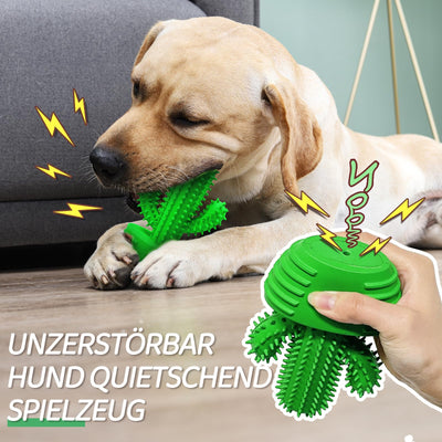 Jouet pour chien pour mâcher agressivement, jouet à mâcher pour chien presque indestructible, jouet pour chien grinçant pour chiens de taille moyenne, jouet pour chien en caoutchouc robuste et durable (Cactus).