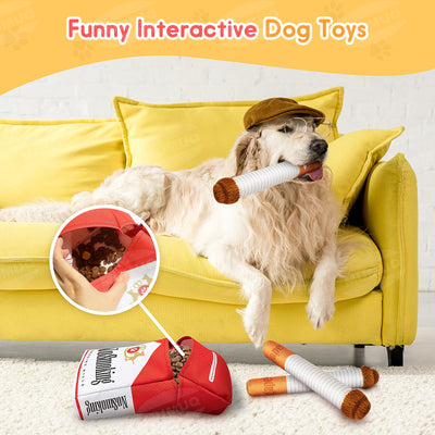 Dog Toy Cigarette Funny Dog Plush Toy Dog Cigarette Toy Interactive Dog Toy Squeaky Toy Puppy Gift Dog