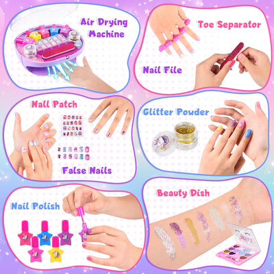 Nail Studio Enfants Filles, Cadeaux pour Filles Ensemble de vernis à ongles, Nail Art Enfants 6-10