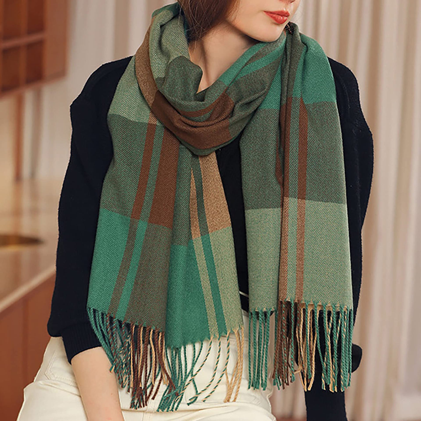 scarf thick knitted scarf plaid neckerchief scarf poncho