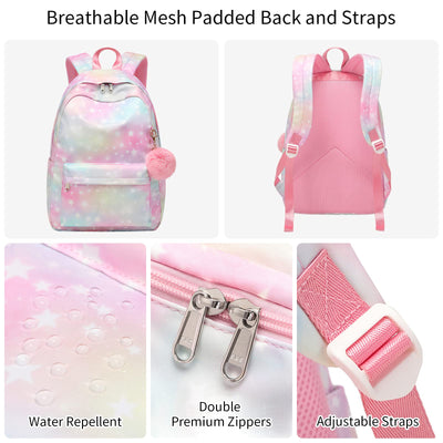 Kids School Backpack, Cute School Bags with Pretty Pendant