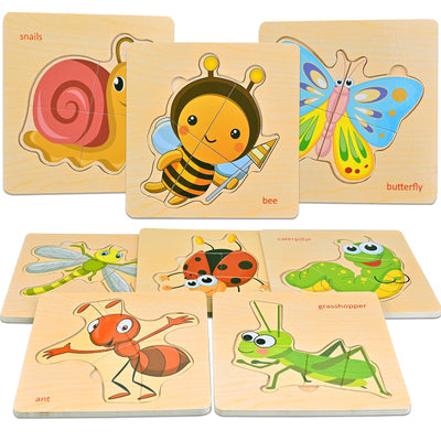 Puzzle, 8 piece wooden puzzle, animal puzzle wood gift for baby and toddler