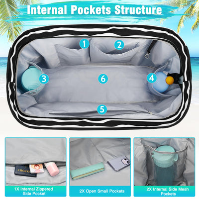 Grand sac de plage imperméable avec fermeture éclair