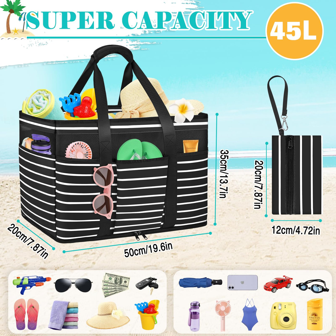 Large Lightweight Beach Bag Swimming Pool Bag