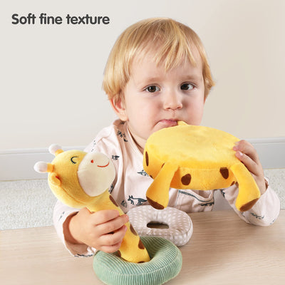 Baby plush rattle toy, giraffe sorting stacking toy, animal soft rattles grasping toys with bell