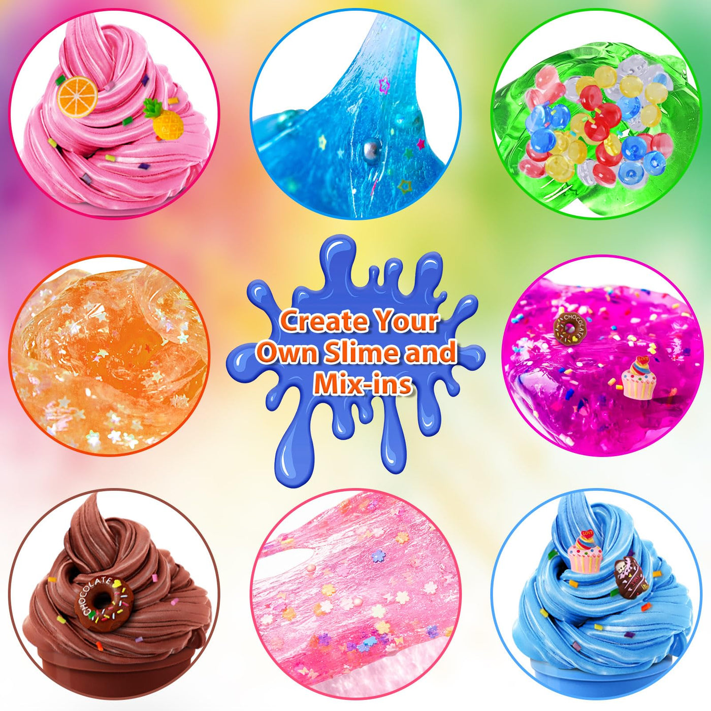 12 Cups DIY Slime Kit Slime Making Kit Crystal Clear Slime Glow with Add-Ins Foam Balls Charms Slime Party Favors Gift Toys for Kids