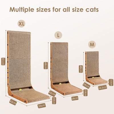 Planche à gratter pour Chat, Planche à Gratter en Forme de L de 68 cm de Haut pour Chats, Meubles à gratter haute Densité Résistants à l'usure avec Jouet pour Chat, Planche à gratter pour Chat pour Mur et Coin, Grand