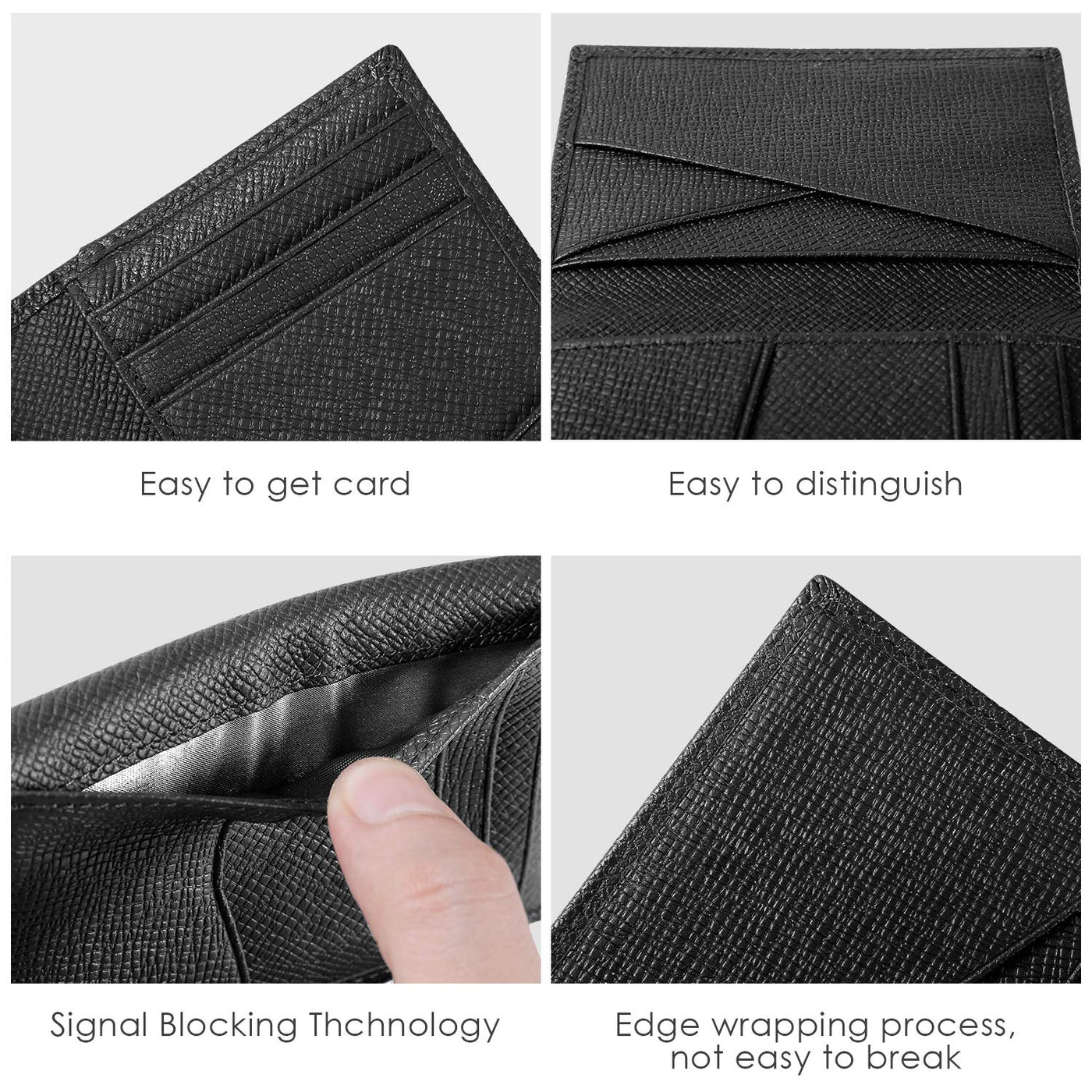 Brieftasche mit Kreditkartenhalter, schlanke Brieftasche mit RFID-Schutz, Brieftasche aus echtem Leder mit 9 Fächern