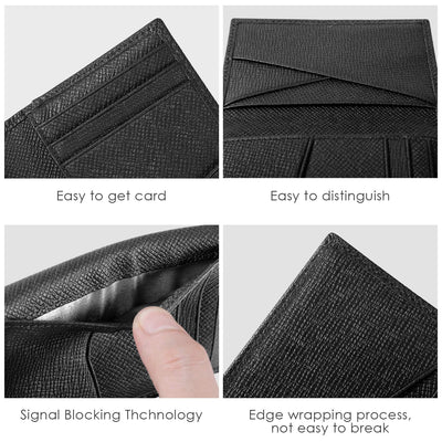 Brieftasche mit Kreditkartenhalter, schlanke Brieftasche mit RFID-Schutz, Brieftasche aus echtem Leder mit 9 Fächern