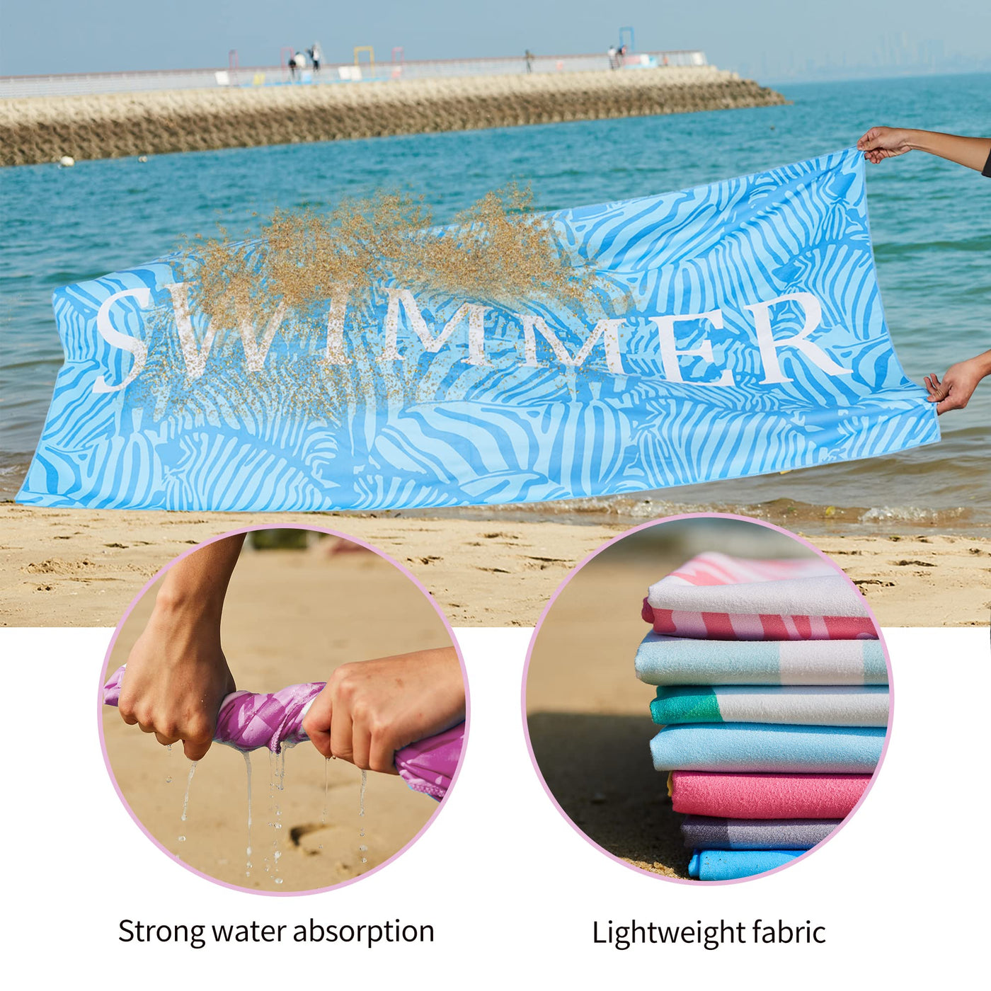 Serviette de plage Large, serviette en microfibre