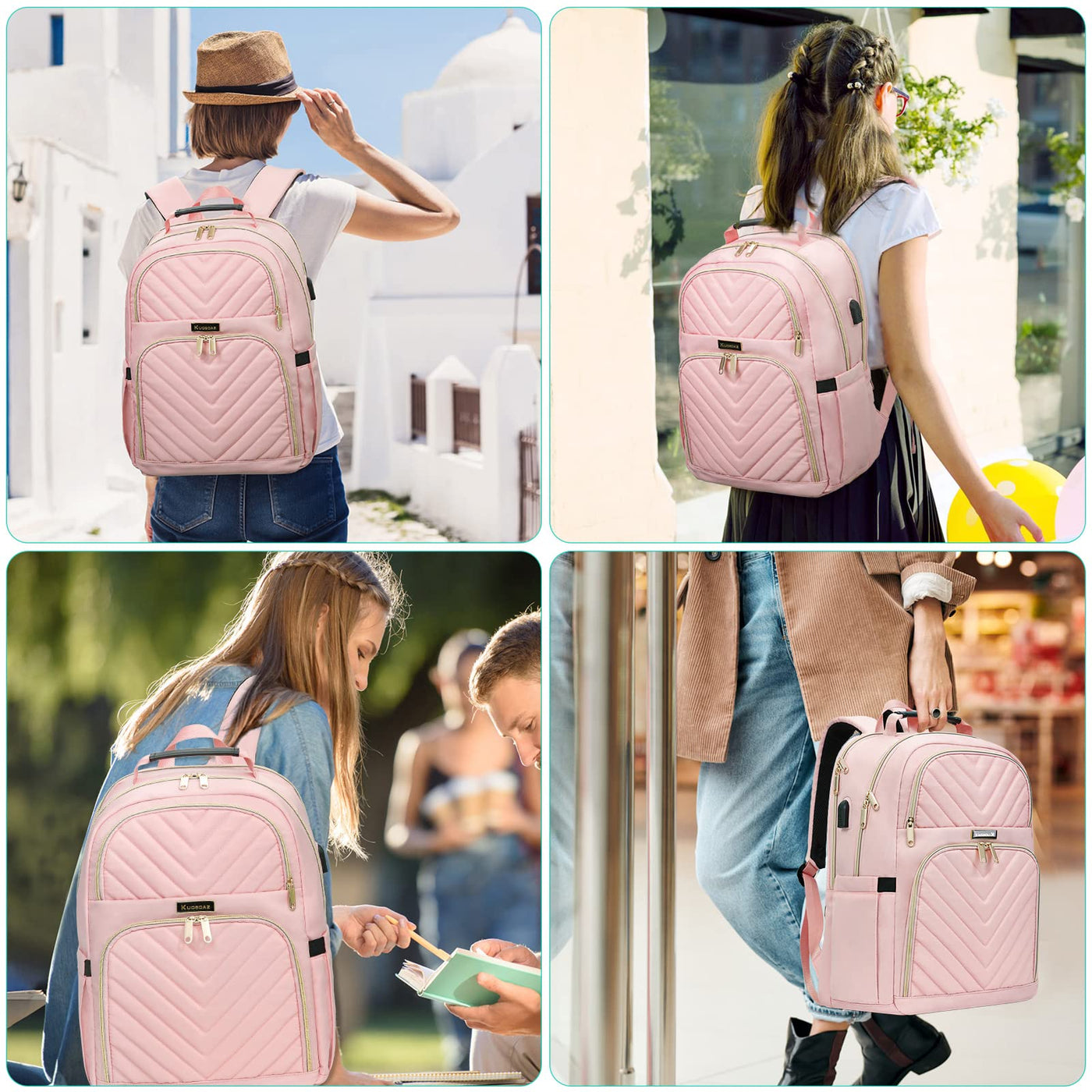 Schulrucksack Teenager mit USB-Ladeanschluss, Laptop-Rucksack Stylish Daypack Wasserdicht für die Schule