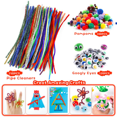 Kit de bricolage pour enfants, 3000 pièces kit de bricolage fournitures pour bricolage cure-pipe yeux googly perles scrapbooking créatif