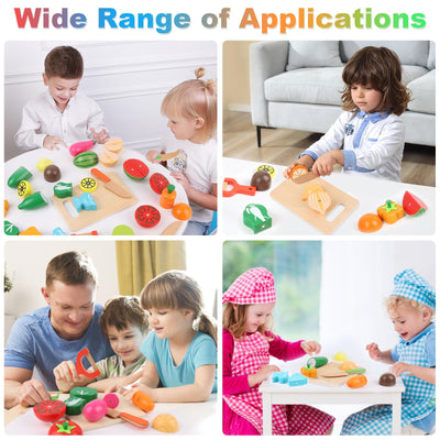 Children's kitchen, wooden kitchen accessories Cutting fruit and vegetables Magnetic toy Simulation kitchen toy