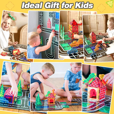 Jeu de tuiles magnétiques city street, jouet pour enfants, jeux sensoriels