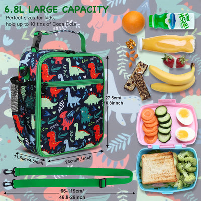 Isolierte Lunchbox-Tasche für Kinder, thermische Picknick-Kühltasche mit verstellbarem Gurt