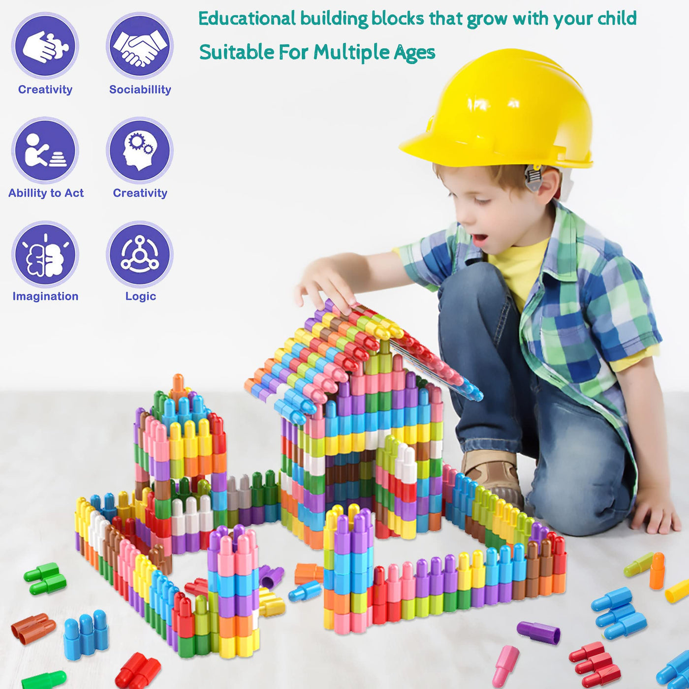 Children's 140-piece set of building blocks construction toy - learning STEM toy learning set child