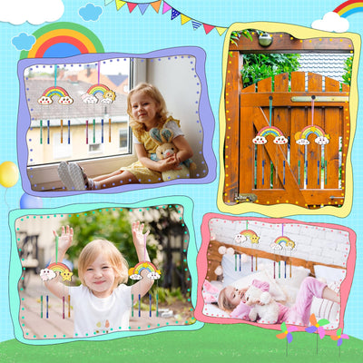 Wind chime craft set for children, rainbow wooden chime craft craft for painting