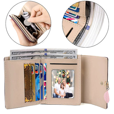 Portemonnaie aus glattem und weichem Kunstleder Geldbörse kleines Portemonnaie mit vielen Fächern