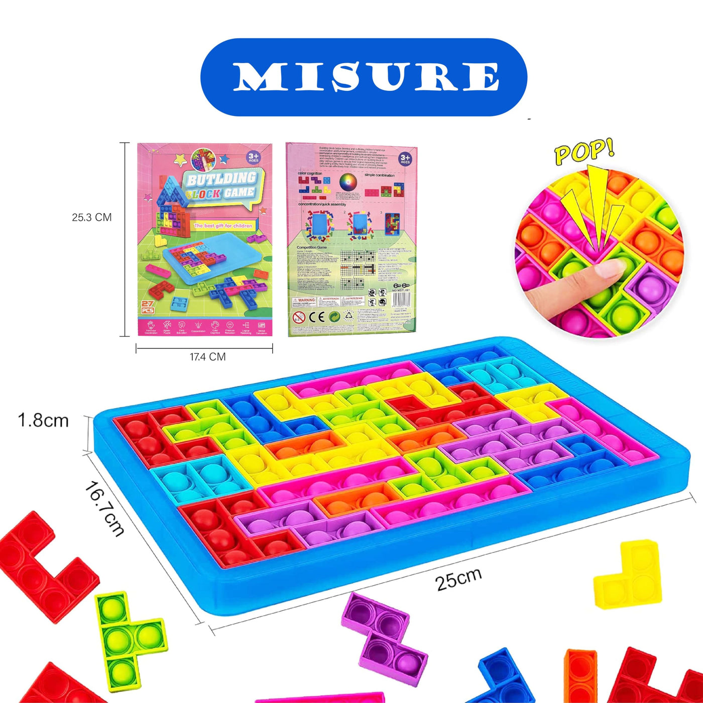 Puzzle Tetris Pop Up Toys Popit Anti Stress Sensory Toys Fidget Toys