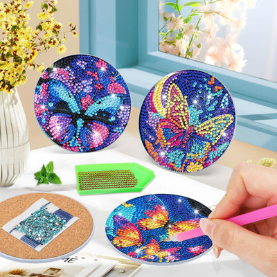 8 PCS Diamond Painting Coasters with Holder