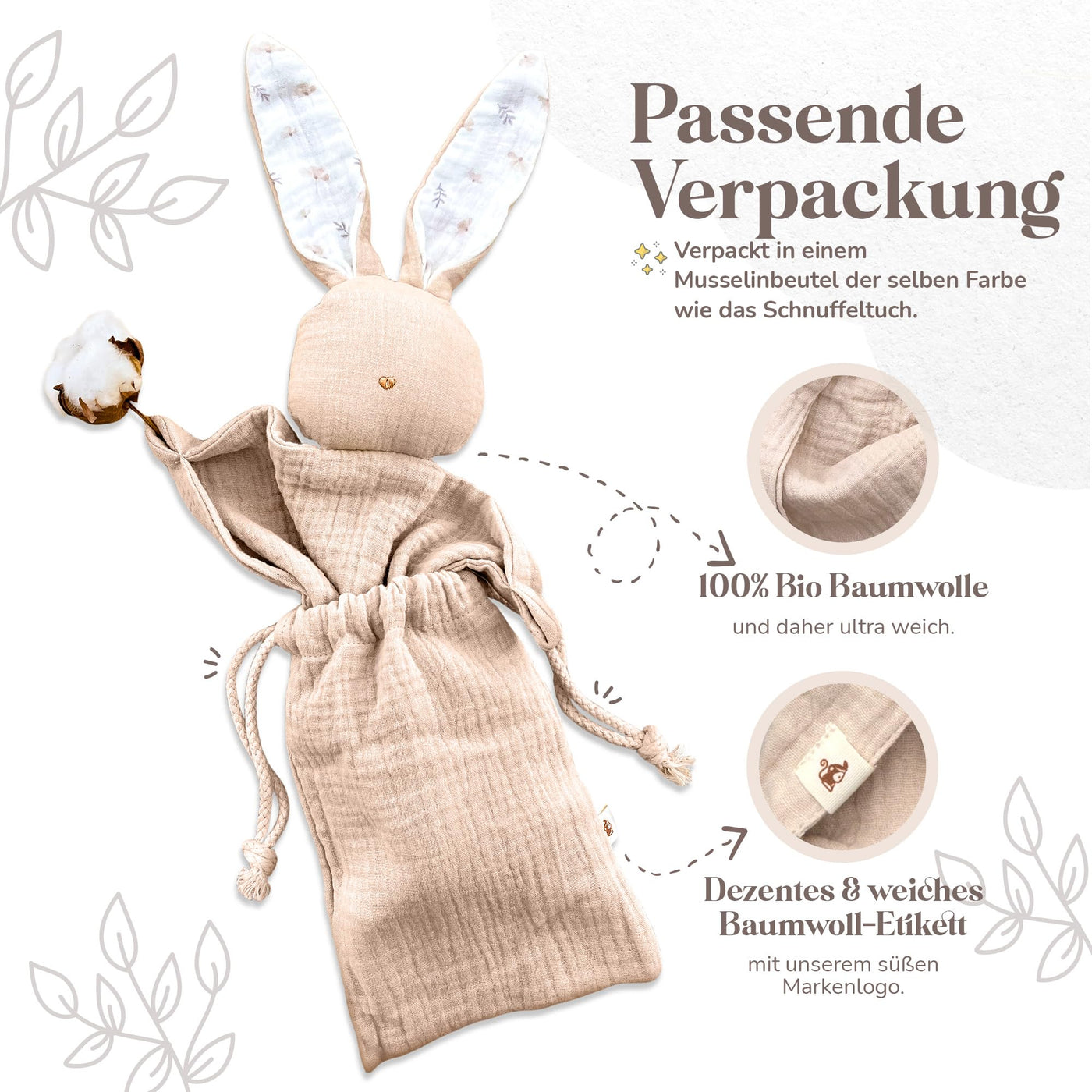 Doudou lapin pour bébé - Doudou en mousseline de soie comme cadeau de naissance /doudou bébé/ doudou bébé