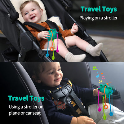 Jouet sensoriel pour les tout-petits, jouet à tirer, jouet de voyage pour les bébés, avec fonction hochet intégrée