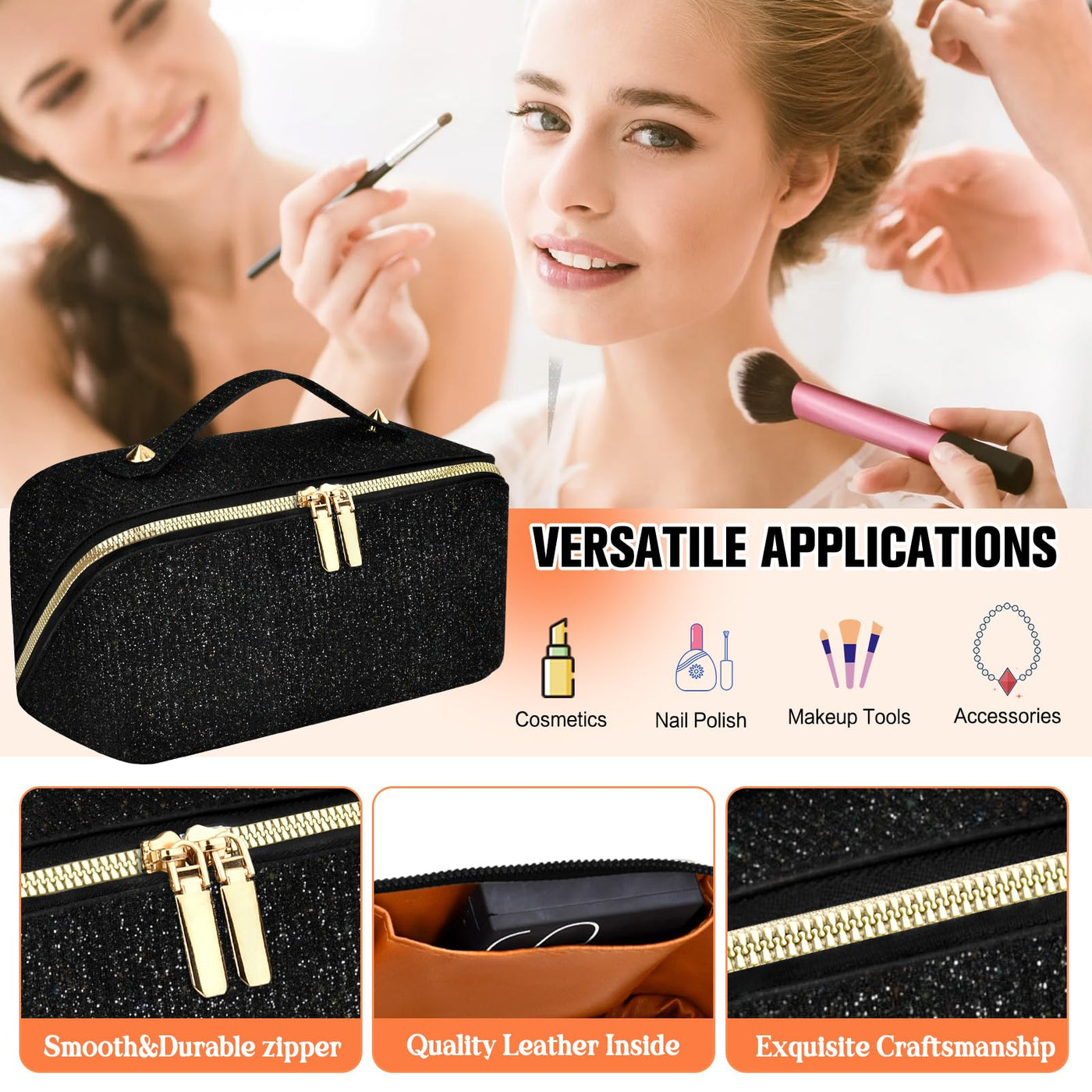 Cosmetic Bag Portable Travel Make-up Bag with Large Capacity Waterproof Organizer